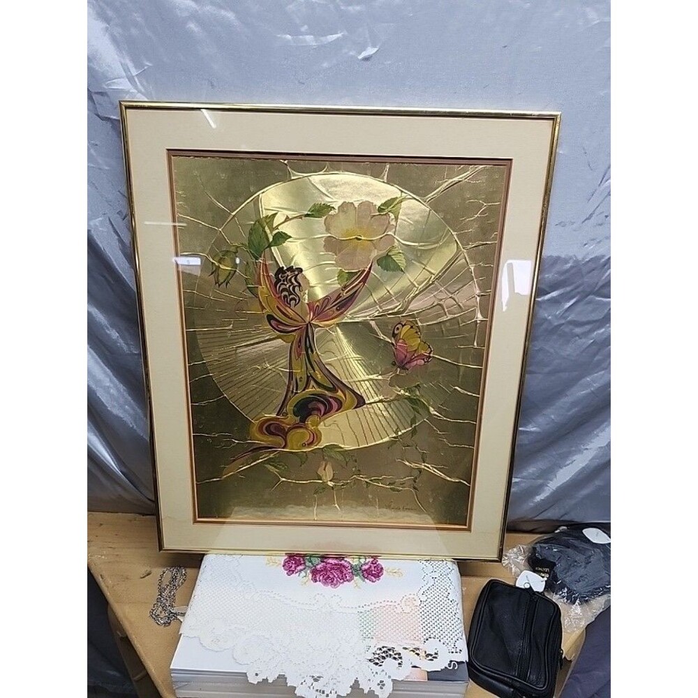 Michelle Emblem (British) "Rose Nymph" 1970's Signed in the Plate Foil Art 24x20
